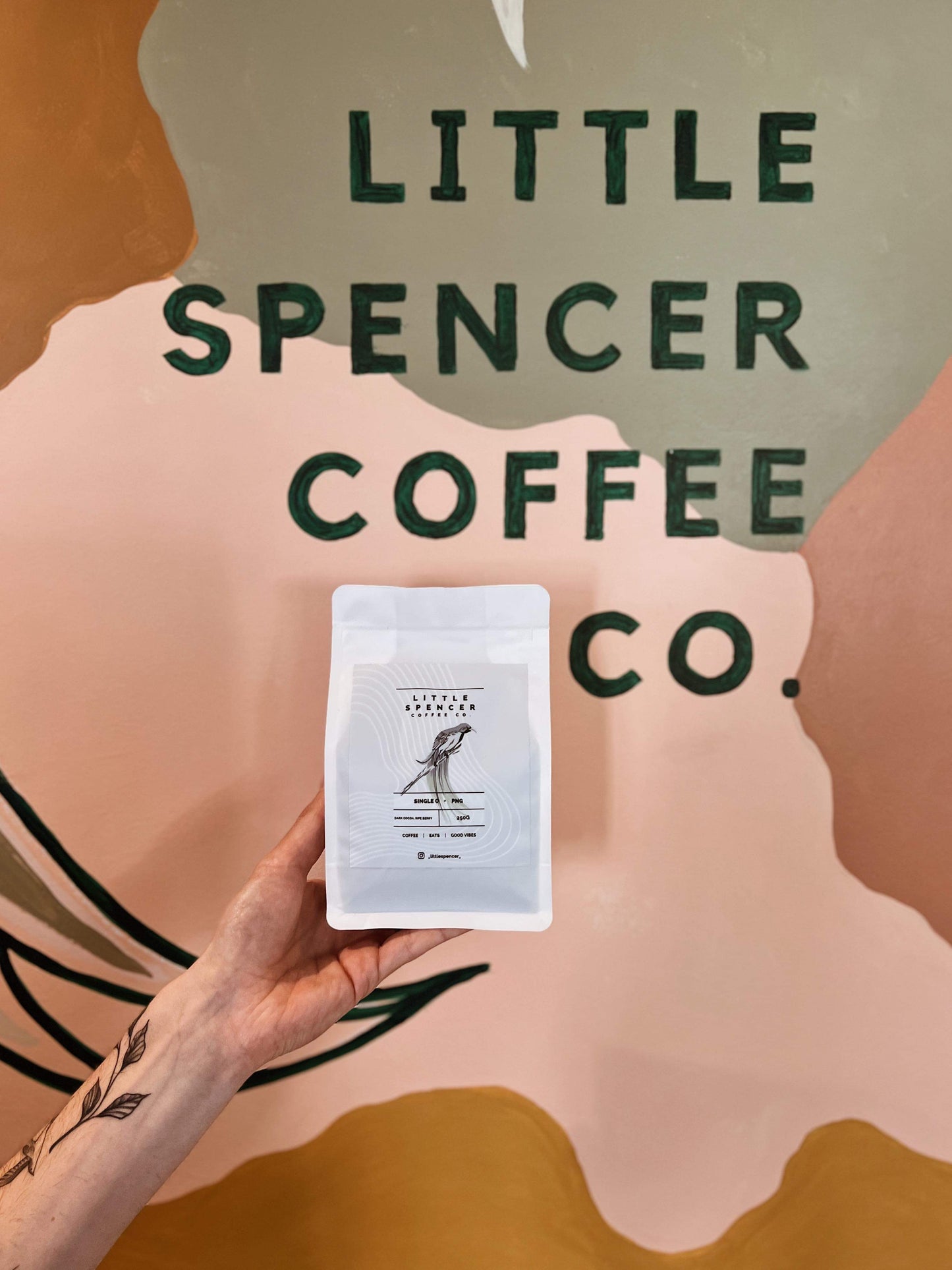 250g bag of Little Spencer Coffee Co's premium Papua New Guinea single origin coffee beans